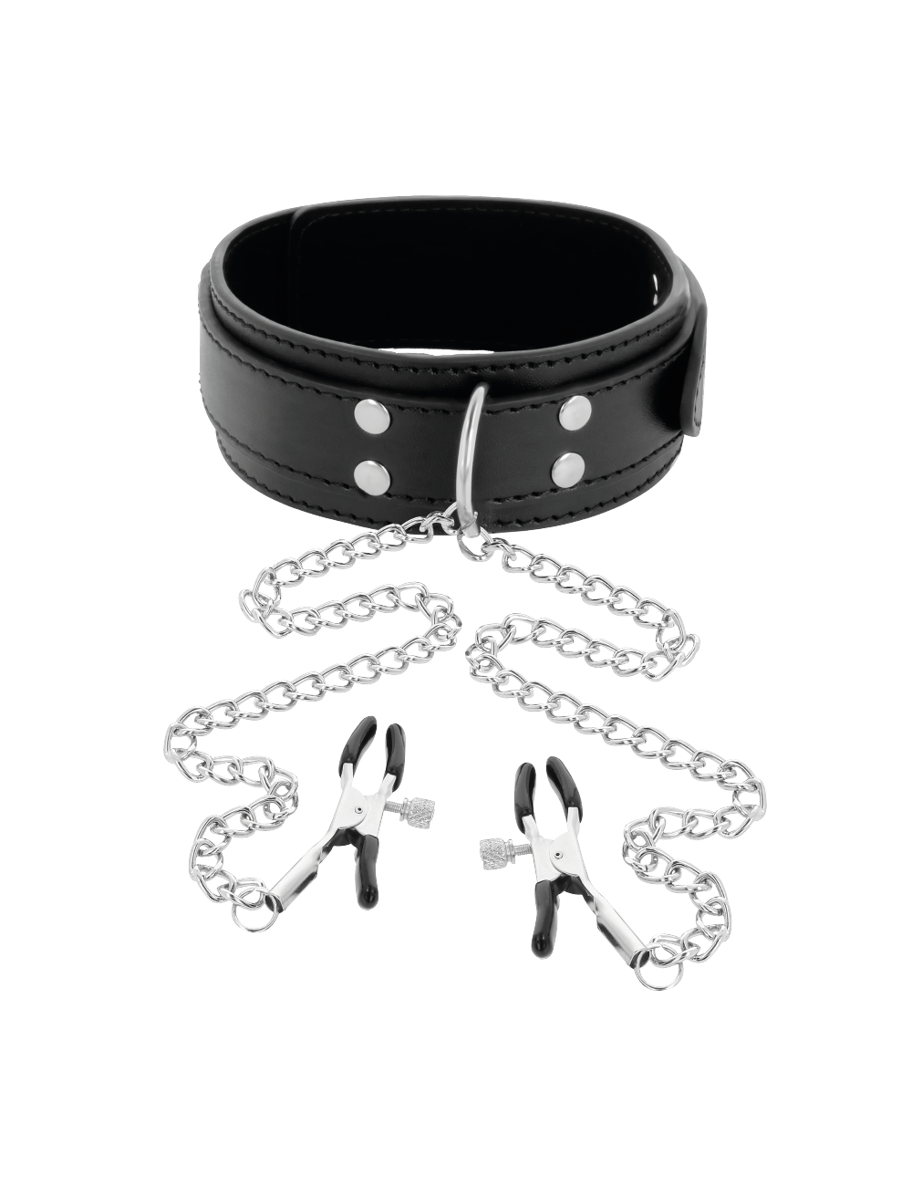 DARKNESS  COLLAR WITH NIPPLE CLAMPS BLACK