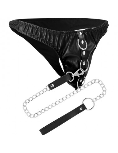 DARKNESS BLACK UNDERPANTS WITH LEASH