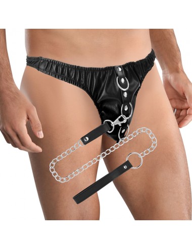 DARKNESS BLACK UNDERPANTS WITH LEASH