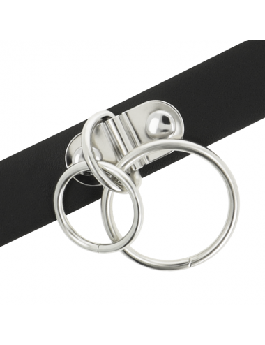 COQUETTE CHIC DESIRE HAND CRAFTED CHOKER VEGAN LEATHER  - DOUBLE RING