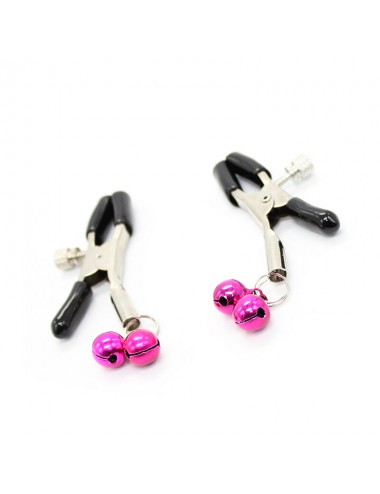 OHMAMA FETISH DOUBLE BELLS NIPPLE CLAMPS - PINK