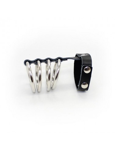 OHMAMA FETISH SNAP FASTENER LEATHER STRAP METAL COCK RING