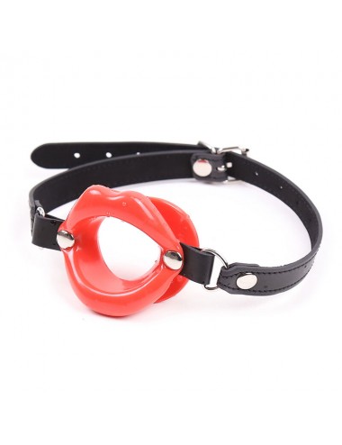 OHMAMA FETISH RED LIPS GAP WITH PU STRAP