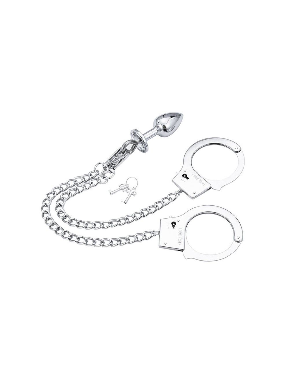 OHMAMA FETISH HAND CUFFS WITH CHAIN AND ANAL PLUG OHMAMA FETISH HAND CUFFS WITH CHAIN AND ANAL PLUG