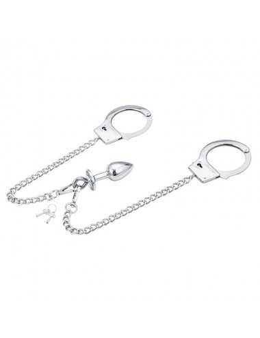 OHMAMA FETISH HAND CUFFS WITH CHAIN AND ANAL PLUG