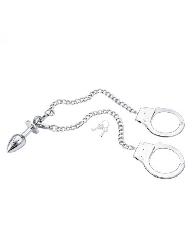 OHMAMA FETISH HAND CUFFS WITH CHAIN AND ANAL PLUG