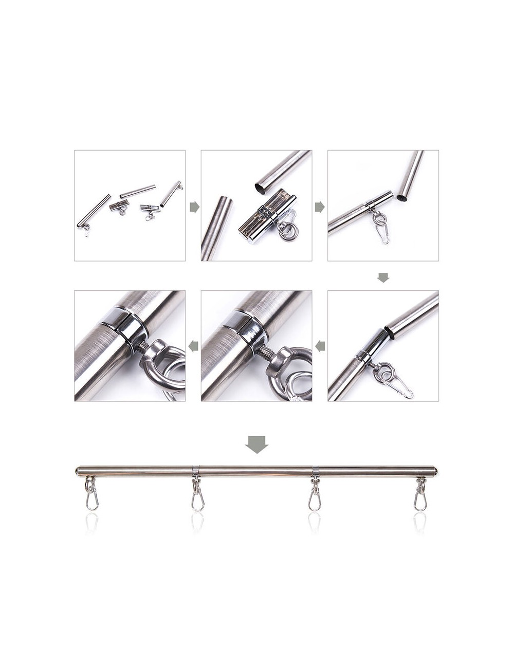 OHMAMA FETISH DETACHABLE SPREADER METAL BAR 4 HOOKS OHMAMA FETISH DETACHABLE SPREADER METAL BAR 4 HOOKS