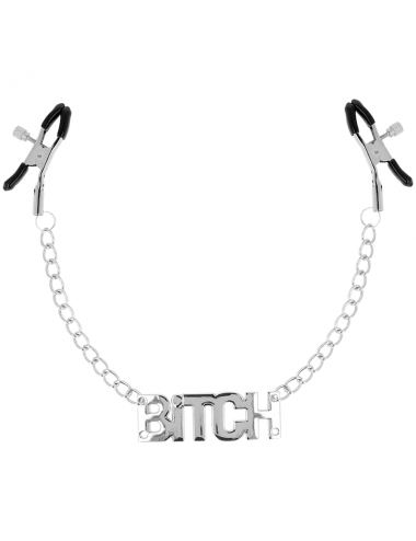 OHMAMA FETISH NIPPLE CLAMPS WITH CHAINS - BITCH