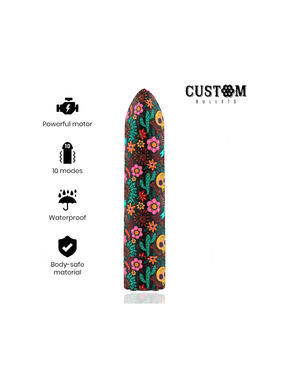 CUSTOM BULLETS RECHARGEABLE SKULL MAGNETIC BULLET 10 INTENSITIES CUSTOM BULLETS RECHARGEABLE SKULL MAGNETIC BULLET 10 INTENSITIES