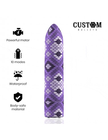 CUSTOM BULLETS RECHARGEABLE SNAKE PURPLE MAGNETIC BULLET 10 INTENSITIES