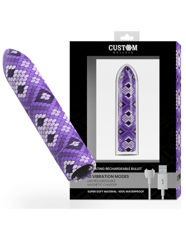 CUSTOM BULLETS RECHARGEABLE SNAKE PURPLE MAGNETIC BULLET 10 INTENSITIES