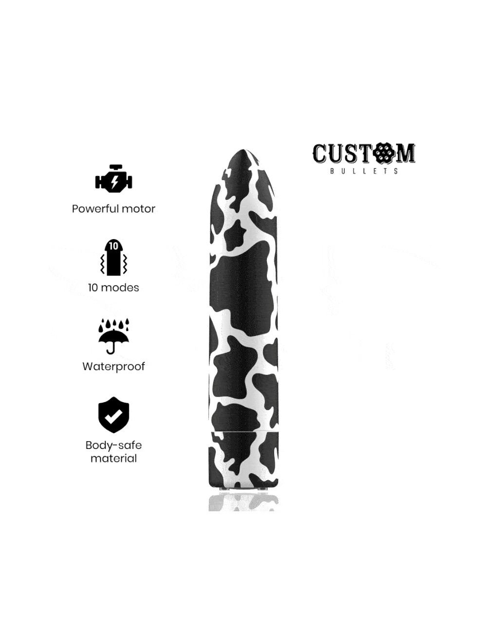 CUSTOM BULLETS RECHARGEABLE COW MAGNETIC BULLET 10 INTENSITIES