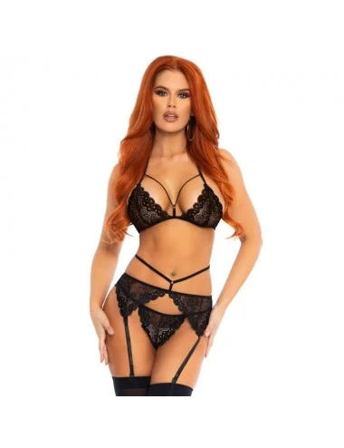 LEG AVENUE THREE PIECES SET FLORAL LACES S