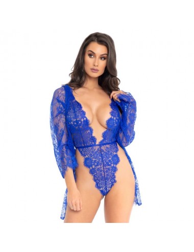 LEG AVENUE TEDDY AND ROBE BLUE S