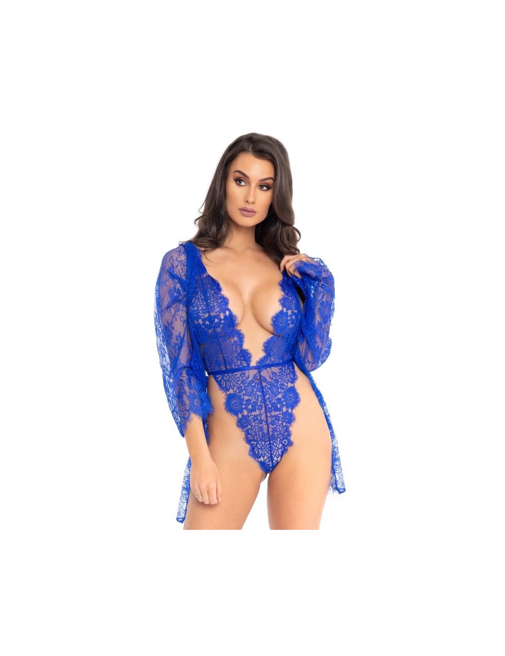 LEG AVENUE TEDDY AND ROBE BLUE L LEG AVENUE TEDDY AND ROBE BLUE L