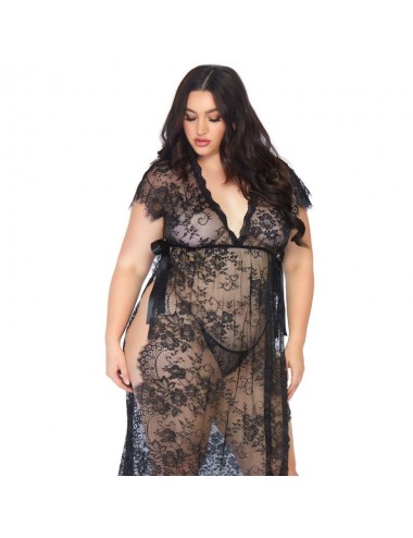 LEG AVENUE LACE KAFTEN ROBE AND THONG 1X-2X