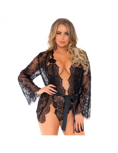 LEG AVENUE TEDDY AND ROBE SET M