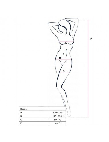 PASSION WOMAN BS031 BODYSTOCKING BLACK ONE SIZE
