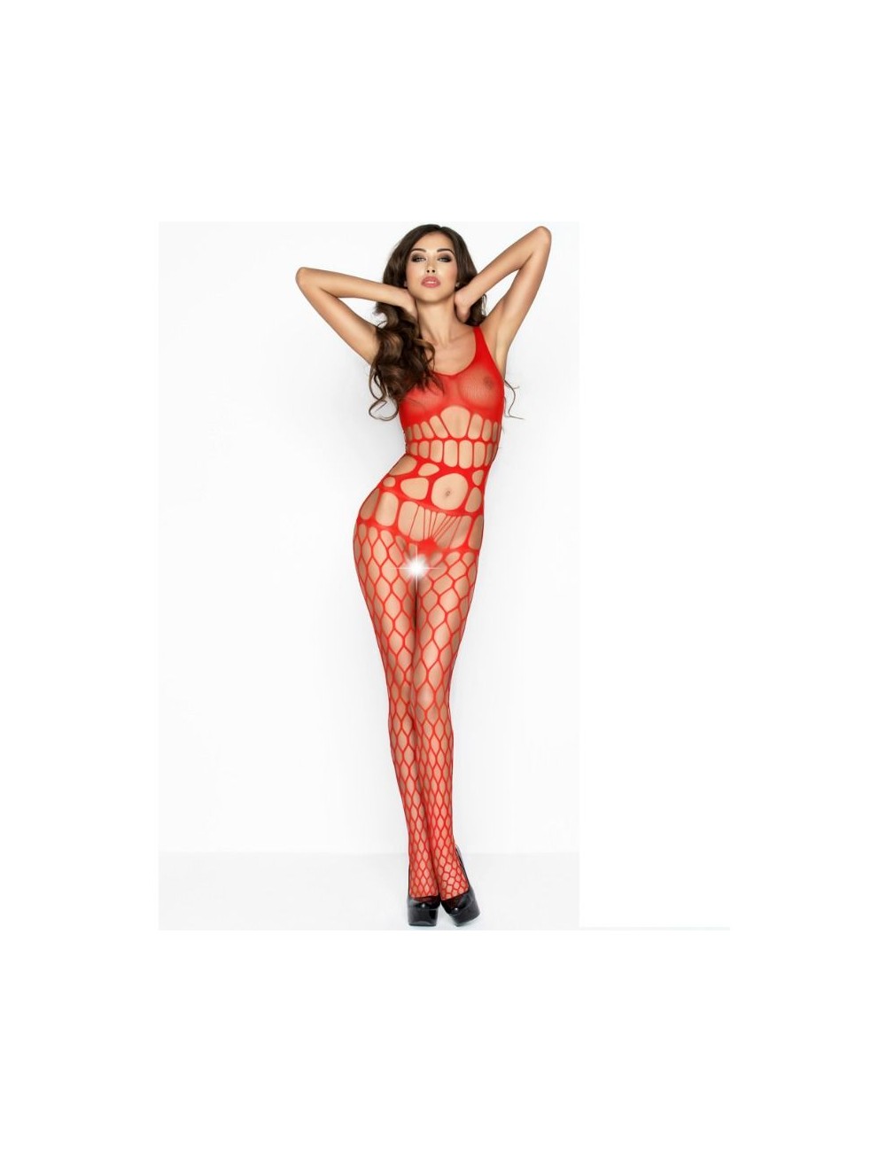 PASSION WOMAN BS032 BODYSTOCKING RED ONE SIZE