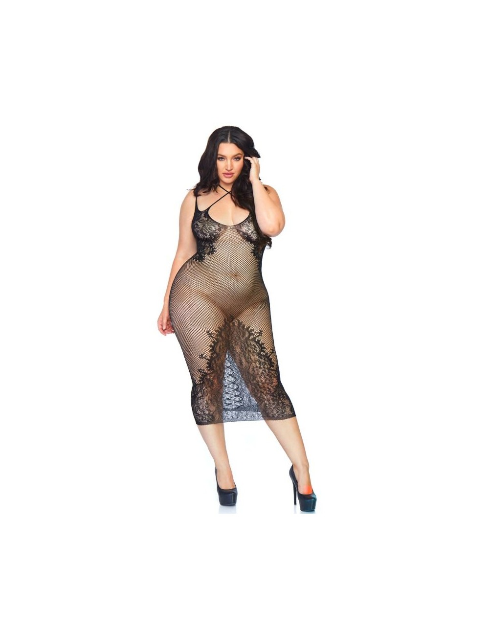 LEG AVENUE DUAL STRAP HALTER DRESS 1X-2X LEG AVENUE DUAL STRAP HALTER DRESS 1X-2X