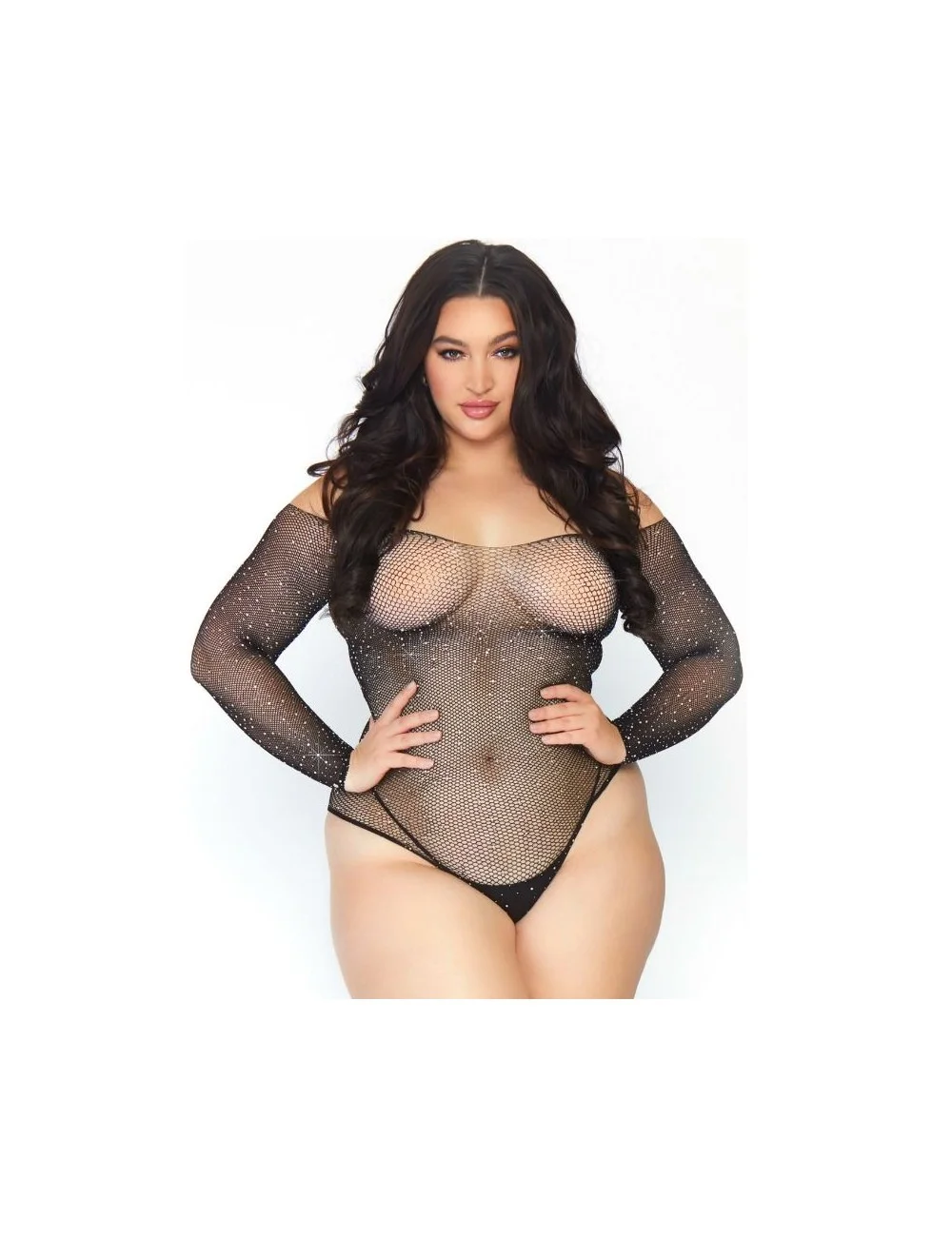 LEG AVENUE CRYSTALIZED FISHNET BODYSTOCKING 1X-2X LEG AVENUE CRYSTALIZED FISHNET BODYSTOCKING 1X-2X