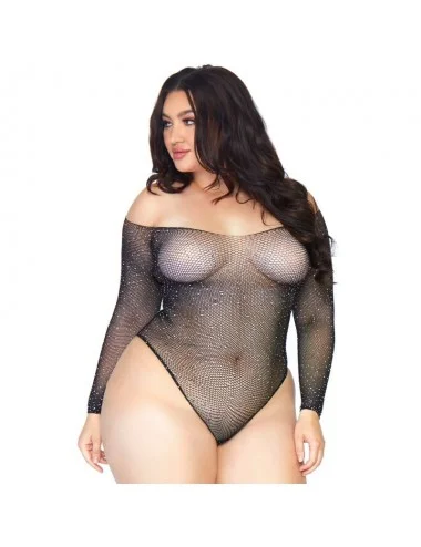 LEG AVENUE CRYSTALIZED FISHNET BODYSTOCKING 1X-2X