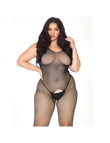 LEG AVENUE - CRYSTALYZED NET BODYSTOCKING 1X-2X