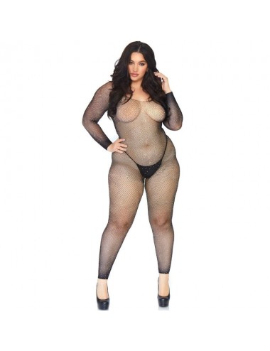 LEG AVENUE CRYSTALIZED NET BODY STOCKING 1X-2X