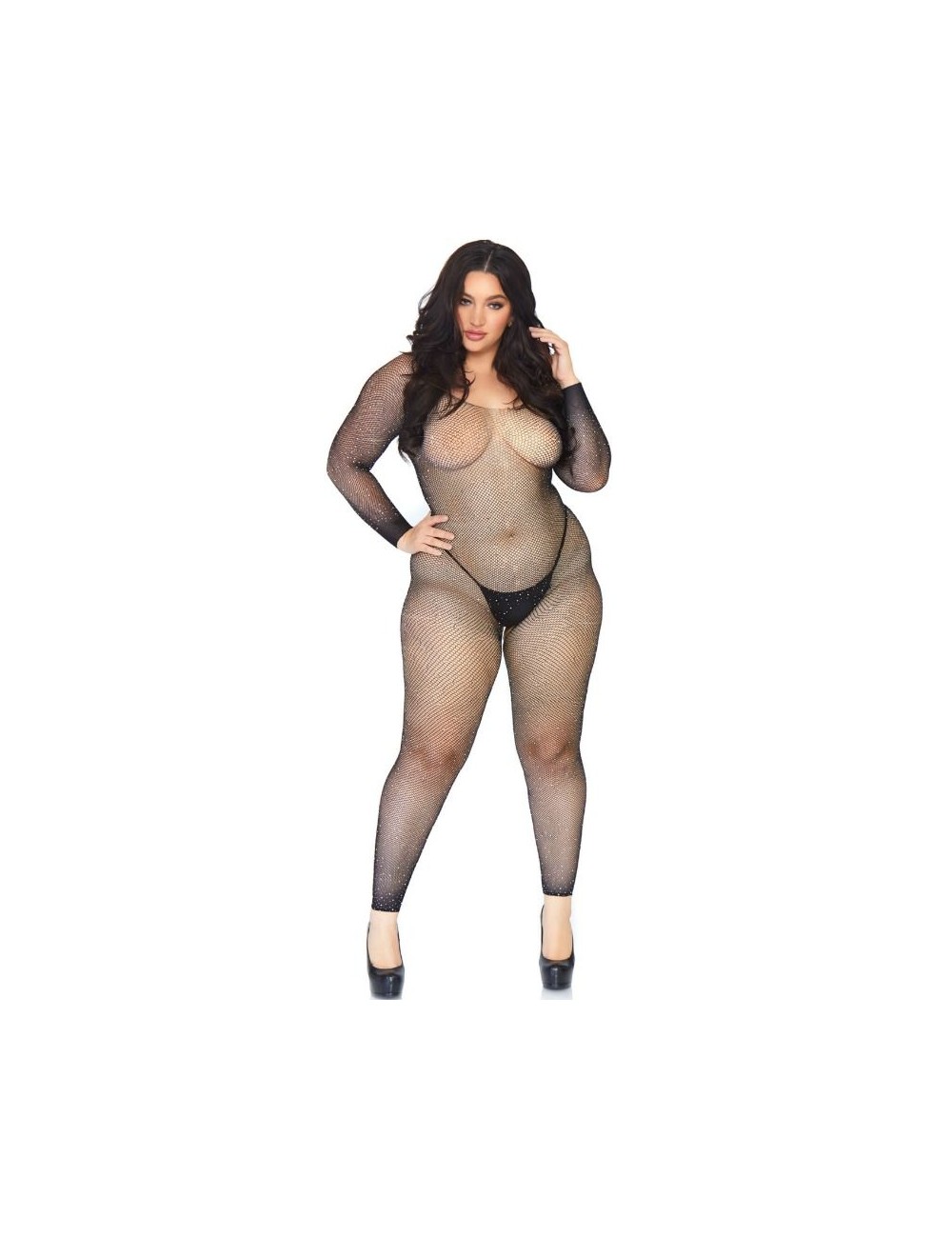 LEG AVENUE CRYSTALIZED NET BODY STOCKING 1X-2X LEG AVENUE CRYSTALIZED NET BODY STOCKING 1X-2X