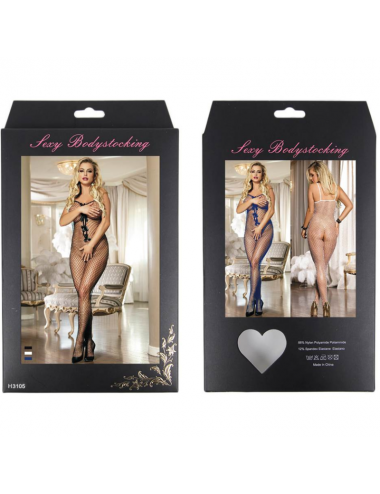 QUEEN LINGERIE - BODYSTOCKING WITH TIES IN NECKLINE S/L