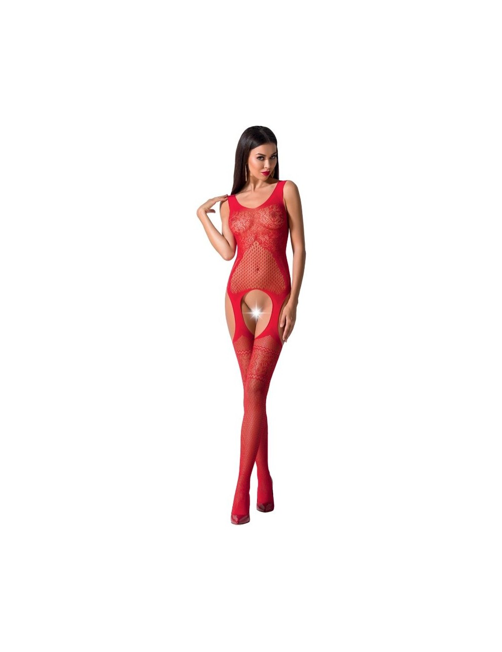 PASSION WOMAN BS061 BODYSTOCKING RED ONE SIZE