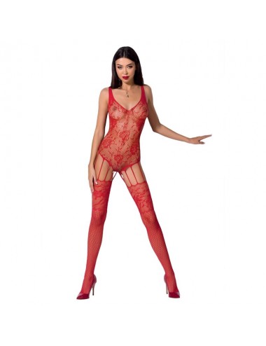 PASSION WOMAN BS074 BODYSTOCKING - RED ONE SIZE