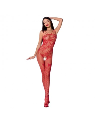 PASSION WOMAN BS076 BODYSTOCKING - RED ONE SIZE