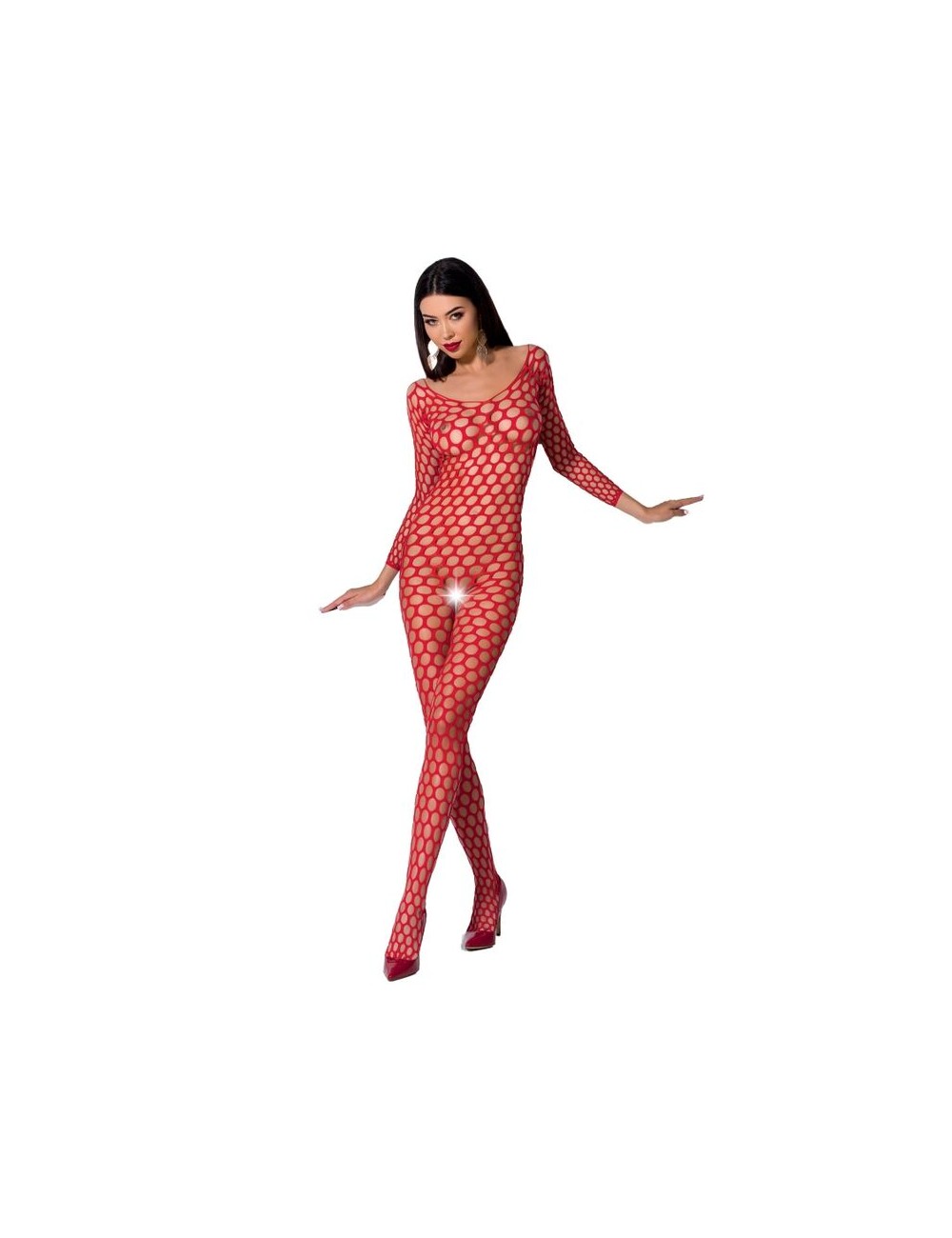 PASSION WOMAN BS077 BODYSTOCKING ONE SIZE RED