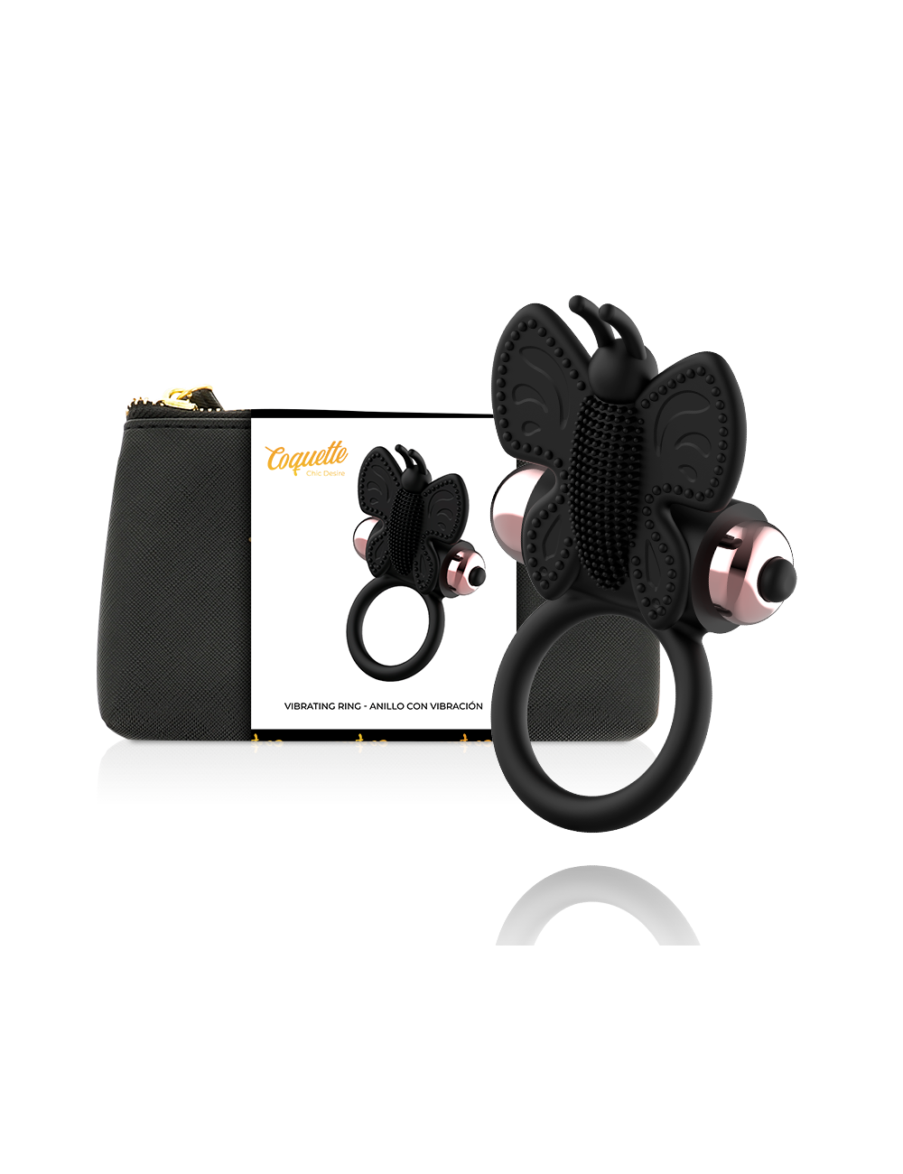 COQUETTE CHIC DESIRE COCK RING BUTTERFLY  WITH VIBRATOR BLACK/ GOLD