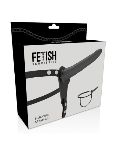 FETISH SUBMISSIVE SILICONE STRAP-ON BLACK 15CM