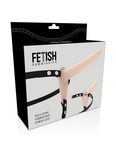 FETISH SUBMISSIVE SILICONE STRAP-ON VIBRATOR FLESH 15CM