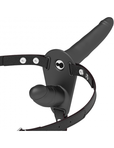 FETISH SUBMISSIVE DOUBLE STRAP VIBRATOR STRAP-ON BLACK