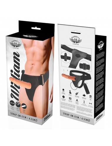 HARNESS ATTRACTION - WILLIAN HOLLOW RNES WITH VIBRATOR 17 CM -O- 4.5 CM