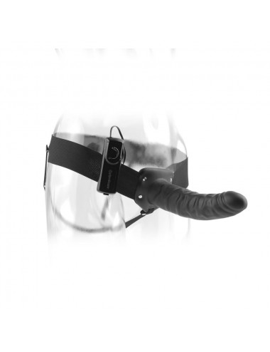 FETISH FANTASY 19 CM VIBRATING HOLLOW STRAP-ON BLACK