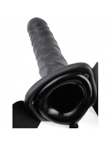 FETISH FANTASY SERIES - 19 CM VIBRATING HOLLOW STRAP-ON BLACK