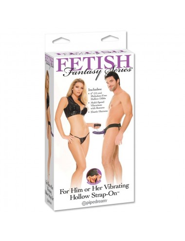FETISH FANTASY VIBRATING HOLLOW STRAP-ON FOR HER OR HIM PURPLE.