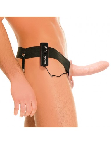 FETISH HOLLOW VIBRATOR HARNESS FOR HIM AND HER NATURAL 14CM