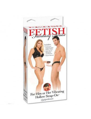 FETISH HOLLOW VIBRATOR HARNESS FOR HIM AND HER NATURAL 14CM