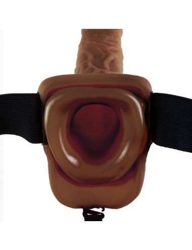 FETISH FANTASY SERIES - SERIES 9 HOLLOW STRAP-ON WITH BALLS 22.9CM BROWN