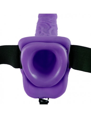 FETISH FANTASY SERIES - SERIES 7 HOLLOW STRAP-ON VIBRATING WITH BALLS 17.8CM PURPLE