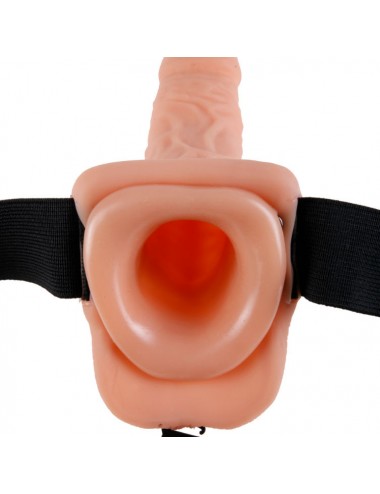 FETISH FANTASY SERIES 11" HOLLOW STRAP-ON VIBRATING WITH BALLS 27.9CM FLESH
