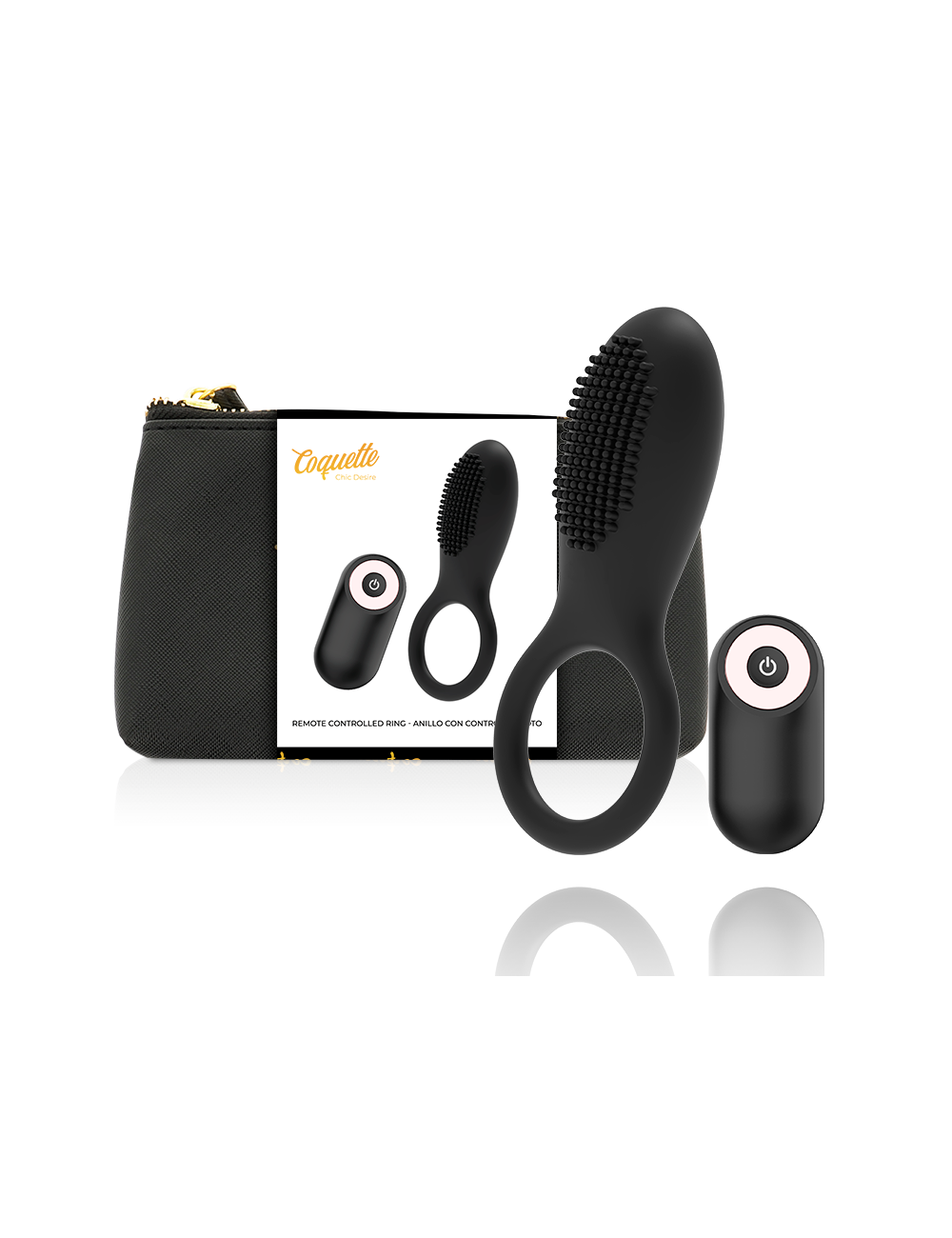 COQUETTE CHIC DESIRE COCK RING REMOTE CONTROL RECHARGEABLE BLACK/ GOLD COQUETTE CHIC DESIRE COCK RING REMOTE CONTROL RECHARGEABLE BLACK/ GOLD