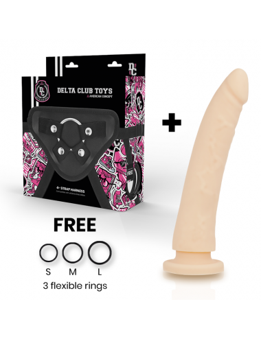 DELTA CLUB TOYS HARNESS + DONG FLESH SILICONE 17 X 3 CM