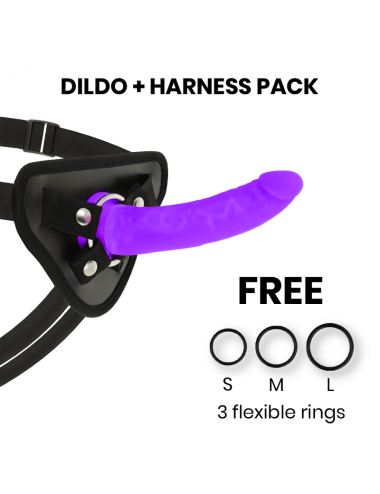 DELTA CLUB TOYS HARNESS + DONG PURPLE SILICONE 17 X 3 CM